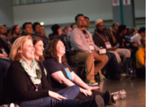 A visibly engaged audience.
