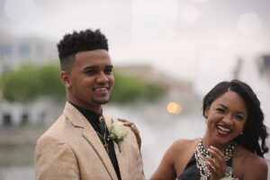 A married couple smiling.