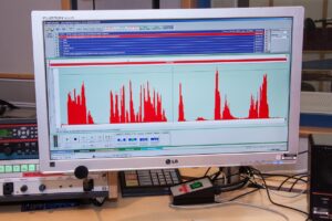 A computer screen showing variation of sound waves.