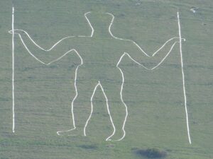 Outline of the Man of Wilmington, an outline on a hill in England.