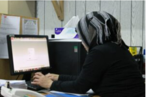 woman researching online